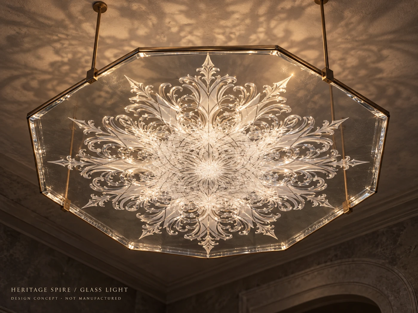 HERITAGE SPIRE / GLASS CHANDELIER